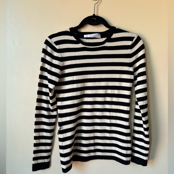 Trina Turk Stripe Sweater Cashmere Silk Wool Size M - Picture 10 of 11